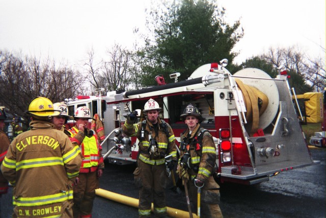 Bobby Klinger, Jr. & Barry Messner at a house fire assisting Glen Moore